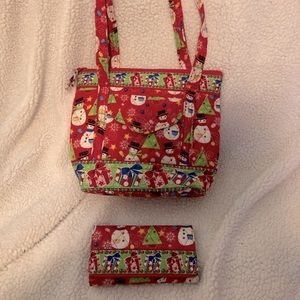 Christmas purse and wallet. Snowman theme.